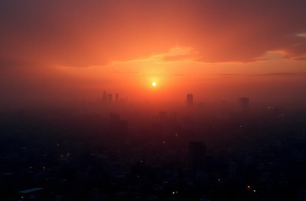 Dramatic cityscape of Hyderabad at sunset, showcasing potential film location.