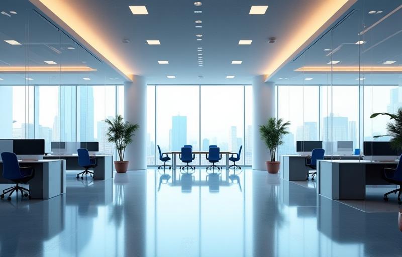 Sleek interior of a modern corporate office building.