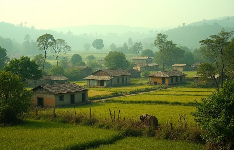 Scenic view of a rural Indian village landscape.